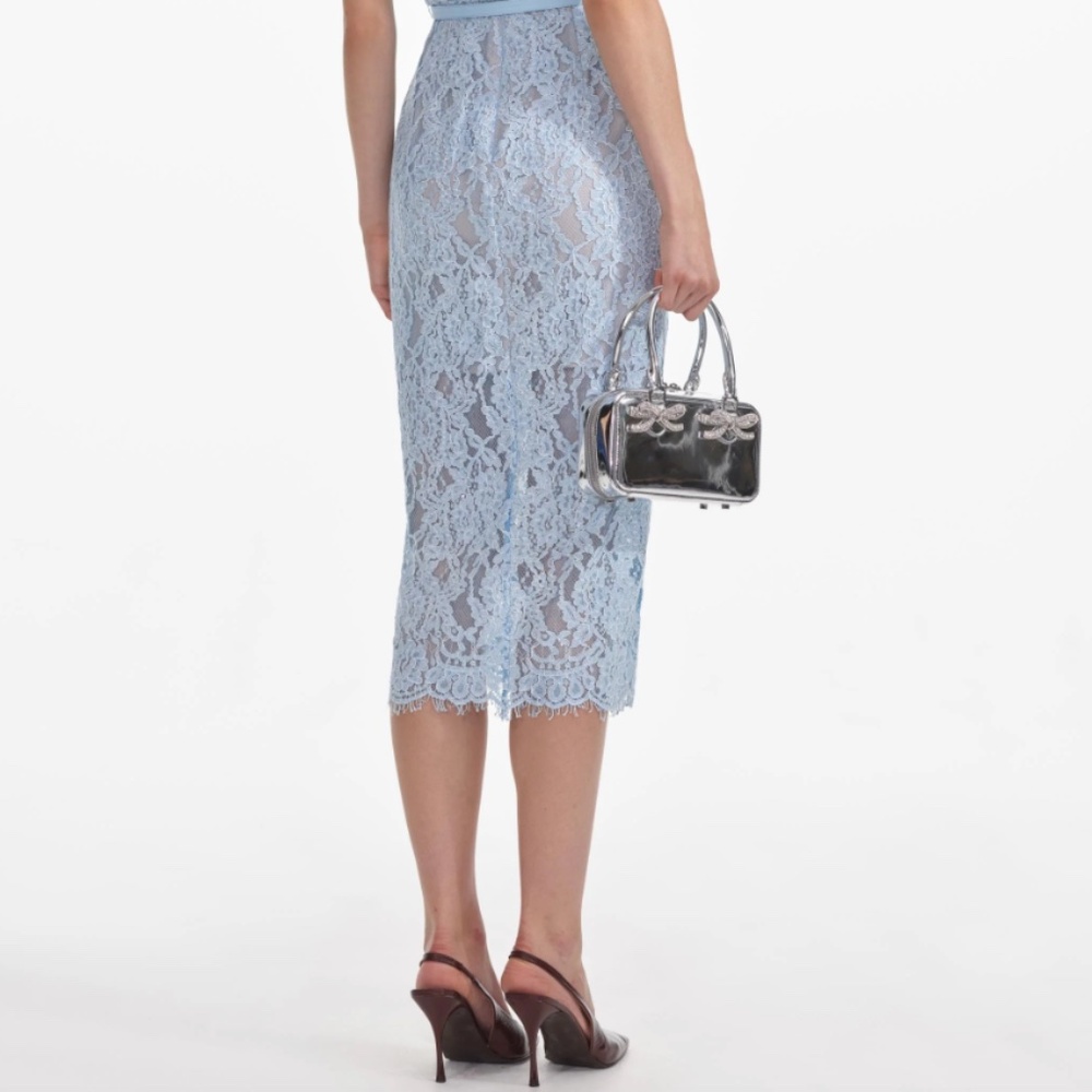 Self-Portrait Light Blue Lace Midi Dress - Picture 7 of 8